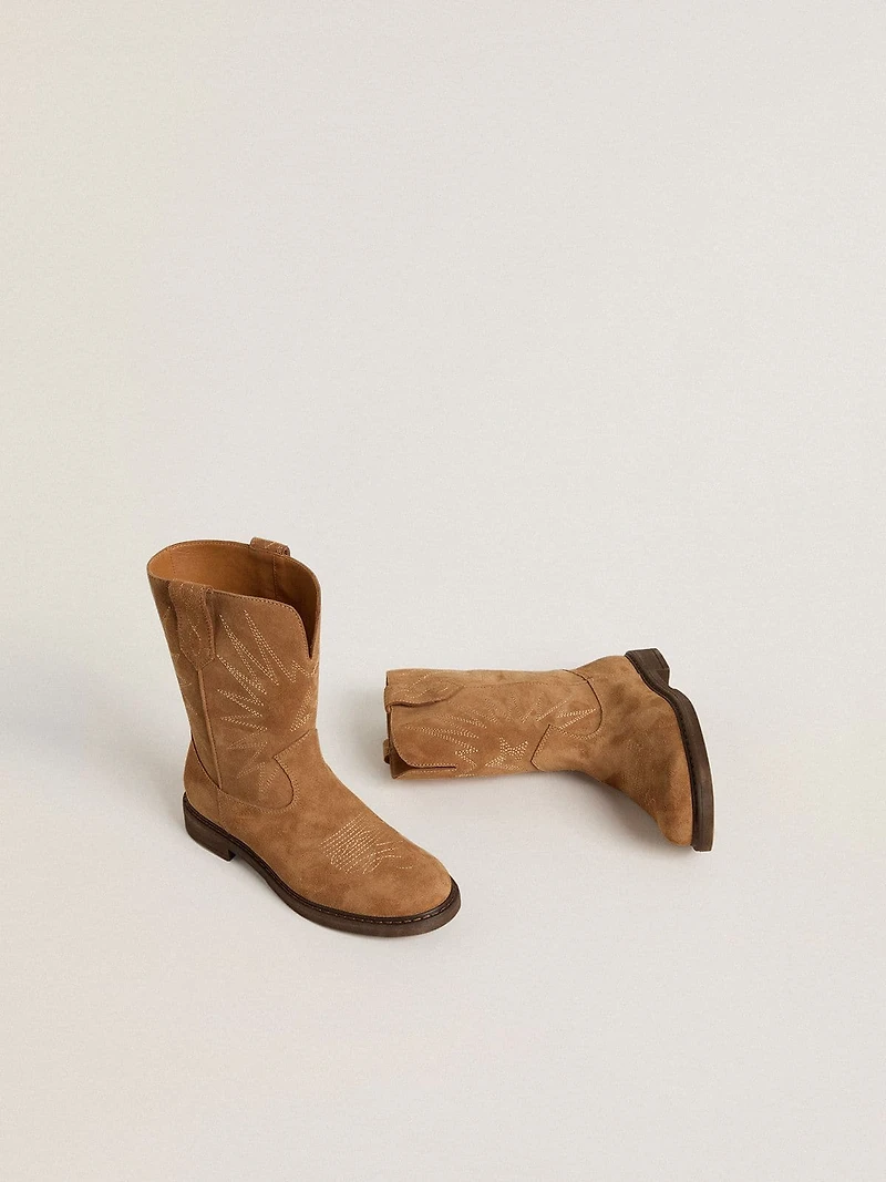 Wish Young boots camel suede with star embroidery