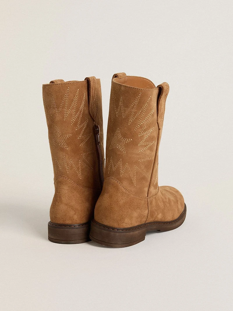 Wish Young boots camel suede with star embroidery