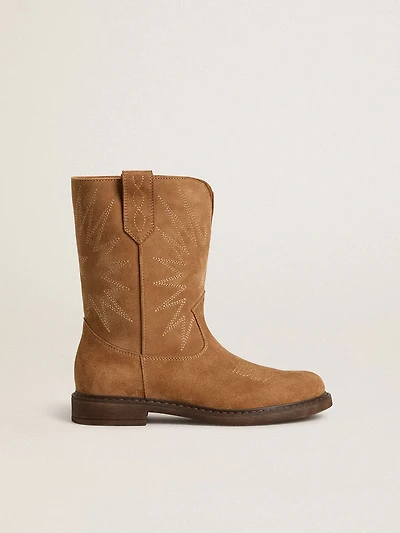 Wish Young boots camel suede with star embroidery