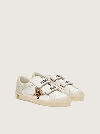 Young Old School nappa with leopard-print pony skin star and leather inserts