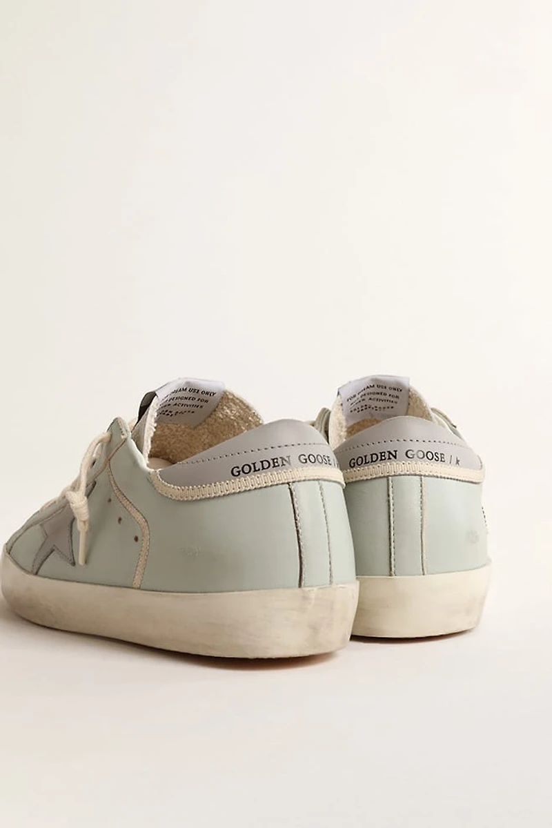 Women’s baby-blue nappa Super-Star with grey leather star and heel tab