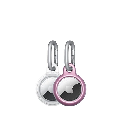 Tech21 EvoPop Case for AirTag (2 pack) – Pink & Clear