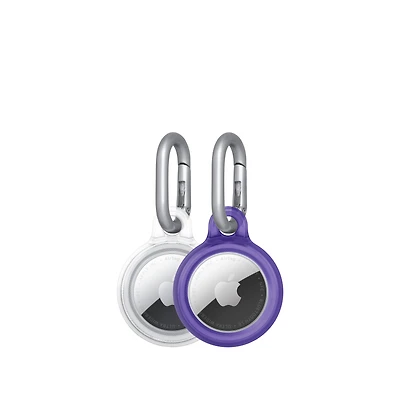 Tech21 EvoPop Case for AirTag (2 pack) – Purple & Clear