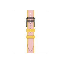 Apple Watch Hermès - 42mm Rose Sakura/Jaune de Naples Twill Jump Attelage Single Tour