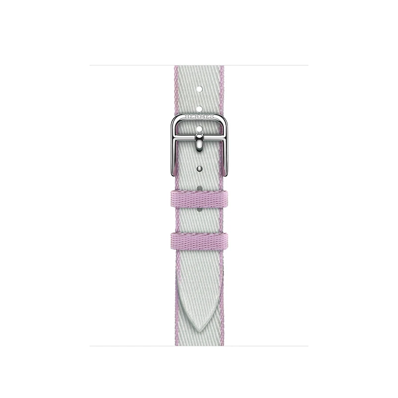 Apple Watch Hermès - 42mm Gris Platine/Mauve Twill Jump Attelage Single Tour