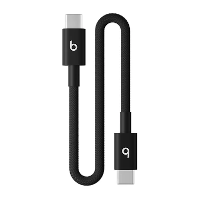 Beats USB‑C to USB‑C Woven Short Cable (20 cm / 8 in.) – Bolt Black