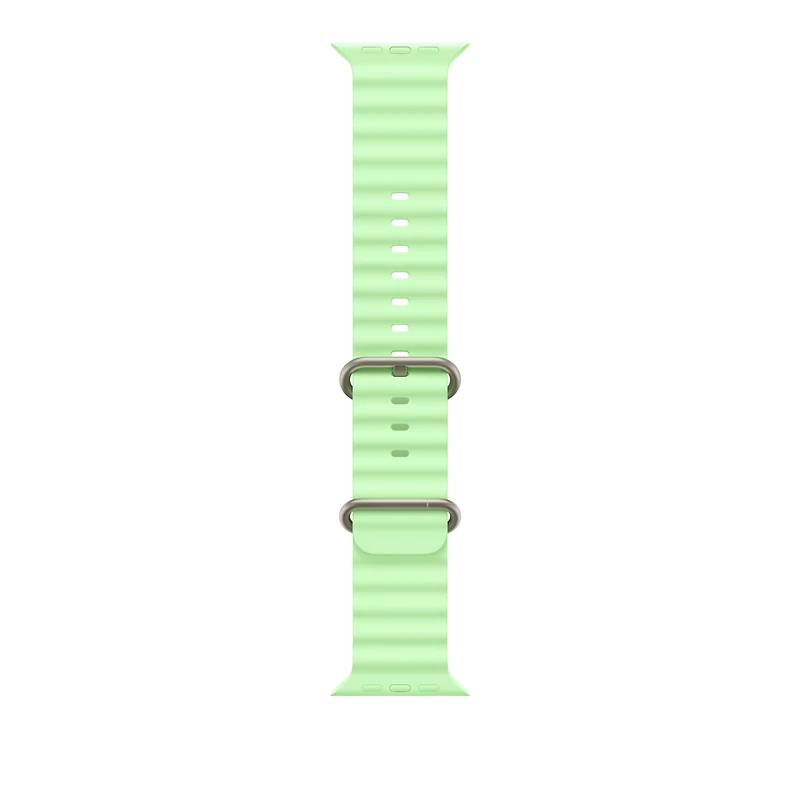 49mm Neon Green Ocean Band - Natural Titanium Finish
