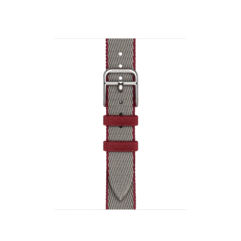 Apple Watch Hermès - 42mm Gris Meyer/Rouge Grenat Twill Jump Attelage Single Tour