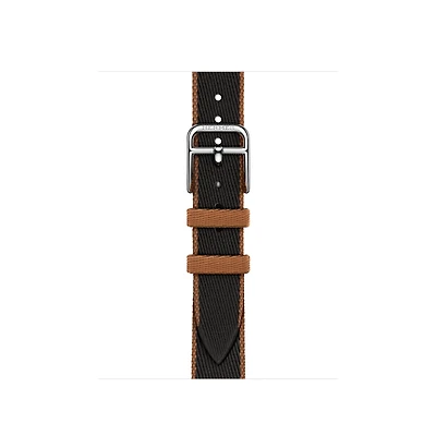 Apple Watch Hermès - 42mm Noir/Gold Twill Jump Attelage Single Tour