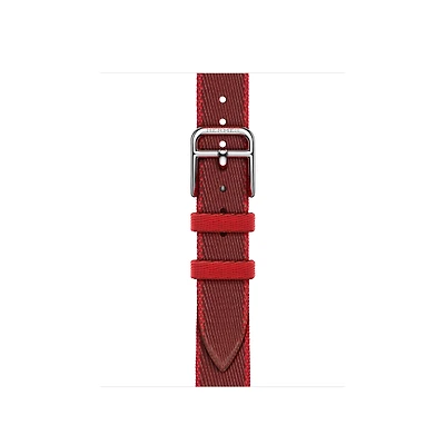 Apple Watch Hermès - 42mm Rouge Grenat/Vermillon Twill Jump Attelage Single Tour