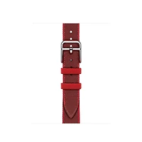 Apple Watch Hermès - 42mm Rouge Grenat/Vermillon Twill Jump Attelage Single Tour