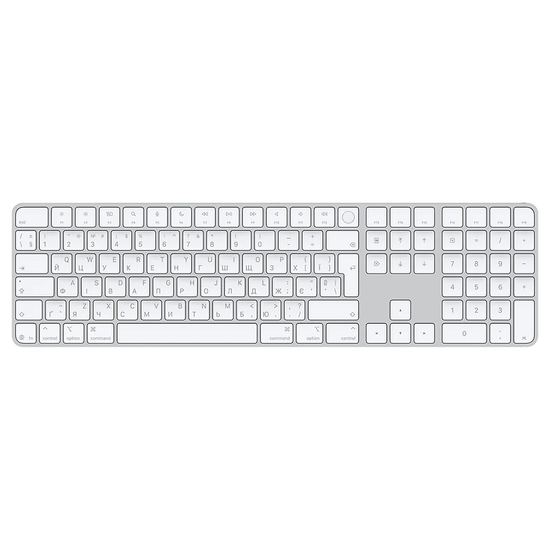 Magic Keyboard with Touch ID and Numeric Keypad for Mac models with Apple silicon (USB‑C) - Ukrainian - White Keys