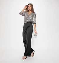 Wrap Shirt Bodysuit with Deep V-Neckline