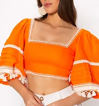 3/4 Sleeve Blouse with Trimming