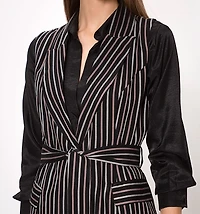Long striped vest with lapel