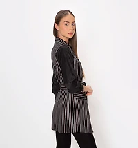 Long striped vest with lapel