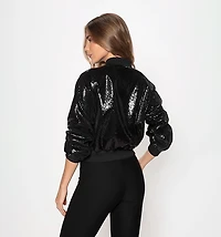 Sequin Covered Bomber Jacket