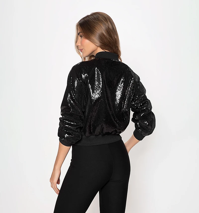 Sequin Covered Bomber Jacket