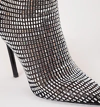 Knee-High Boots with Crystals and Back Zip Closure