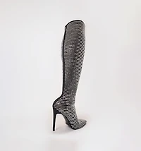 Knee-High Boots with Crystals and Back Zip Closure