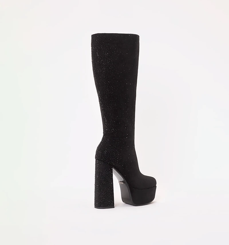High Platform Boots with Mini Crystals