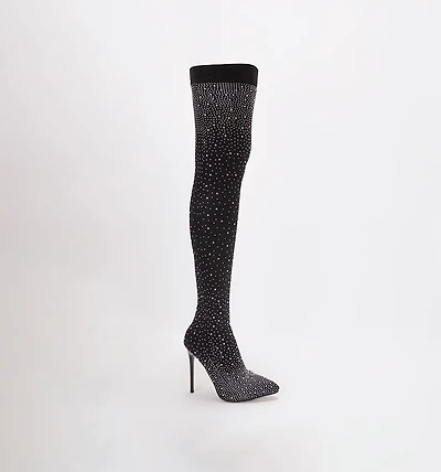 Over the Knee Sock Boot with Silver Hot Fix