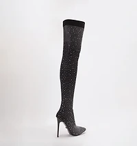 Over the Knee Sock Boot with Silver Hot Fix