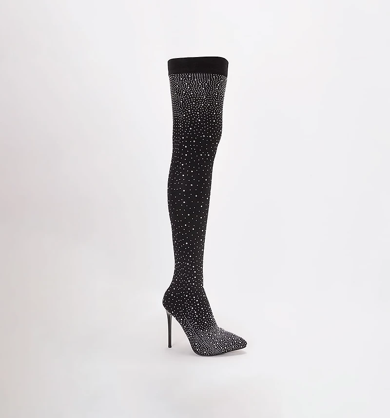 Over the Knee Sock Boot with Silver Hot Fix