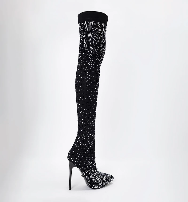 Over the Knee Sock Boot with Silver Hot Fix