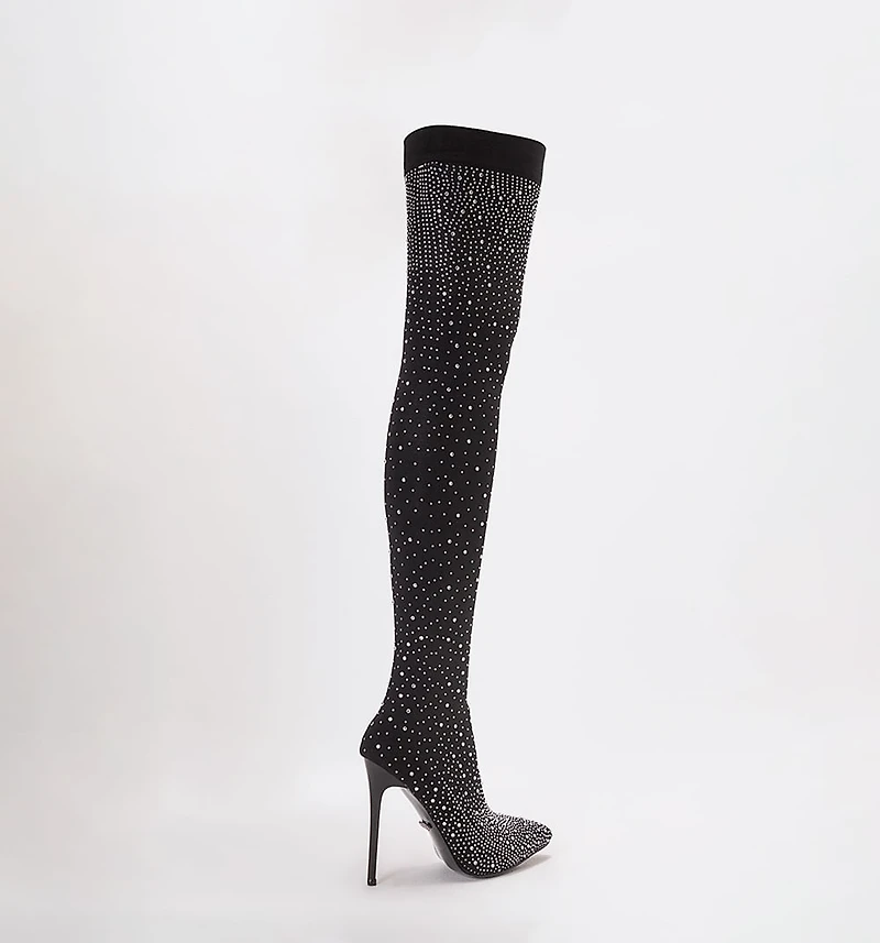 Over the Knee Sock Boot with Silver Hot Fix