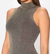 Short Dress with Lurex and Mock Neck