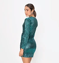 Short Dress with Long Sleeves and Twist Detail
