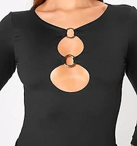 Long Sleeve Bodysuit with Rings
