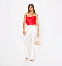 Strap Bodysuit with Cowl Neck
