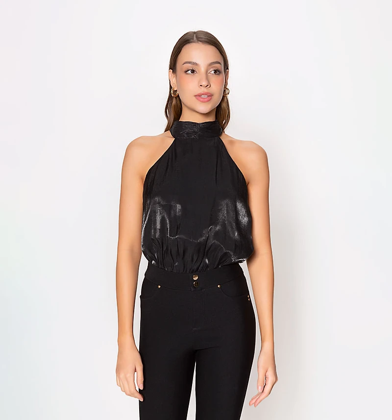Halter Bodysuit with a Flowy Structure