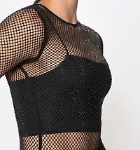 M/L mesh bodysuit with tone-on-tone hot fix