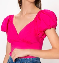 Short Bell Sleeve Blouse with Pintucks