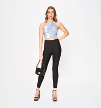 Crop Top With Crossed Straps At The Back Openings On Sides