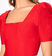 Blouse With Short Sleeve Corset Style Cut-Outs