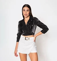 3/4 Sleeve Cross Blouse With Sash