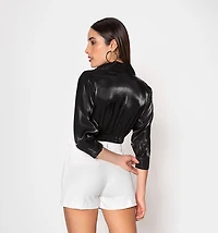 3/4 Sleeve Cross Blouse With Sash