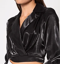 3/4 Sleeve Cross Blouse With Sash