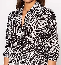 3/4 Sleeve Shirt Blouse with Epaulettes