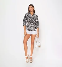 3/4 Sleeve Shirt Blouse with Epaulettes