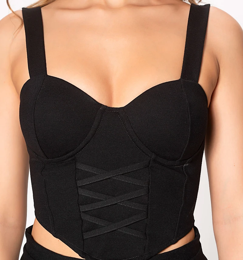 Corset-Style Crop Top with Wide Straps