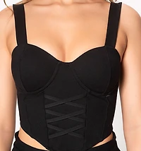 Corset-Style Crop Top with Wide Straps
