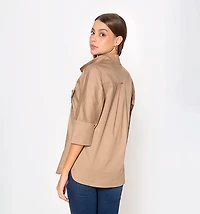 Shirt with Two Side Pockets And Open Collar