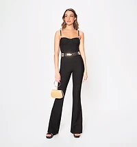 Corset Style Crop Top with Golden Crystal Embellished Straps