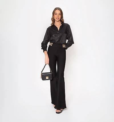 Long Sleeve Shirt Blouse with Wide Cuff