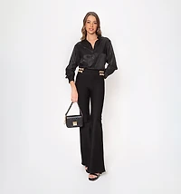 Long Sleeve Shirt Blouse with Wide Cuff